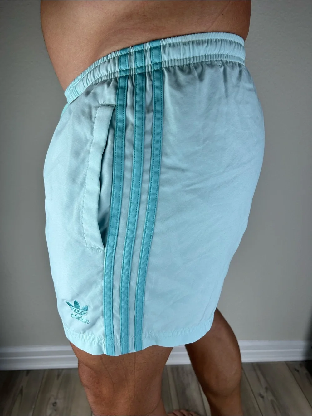 Adidas Green Adicolor 3-Stripes 5 Inch Swim Shorts size L